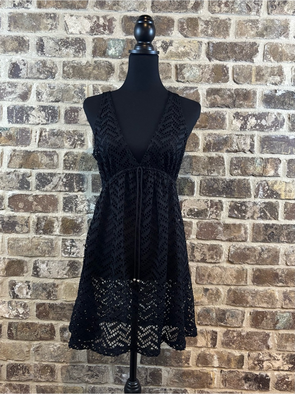 Portocruz Black Crochet Swim Cover-Up Dress - Women's L